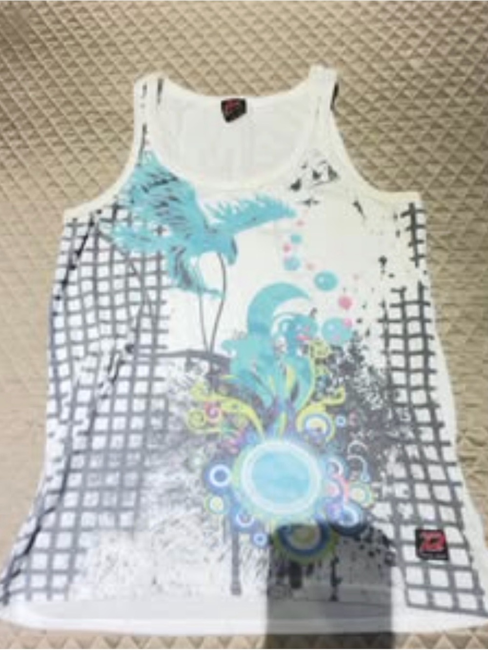 Pistol Pete Graphic Tank Top Men’s White Blue Designer Clubwear Y2K